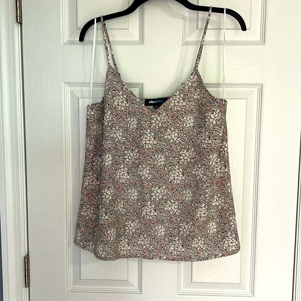 Alice Blue-Aldgate Tank Blouse, Womens Small, off white/floral pattern